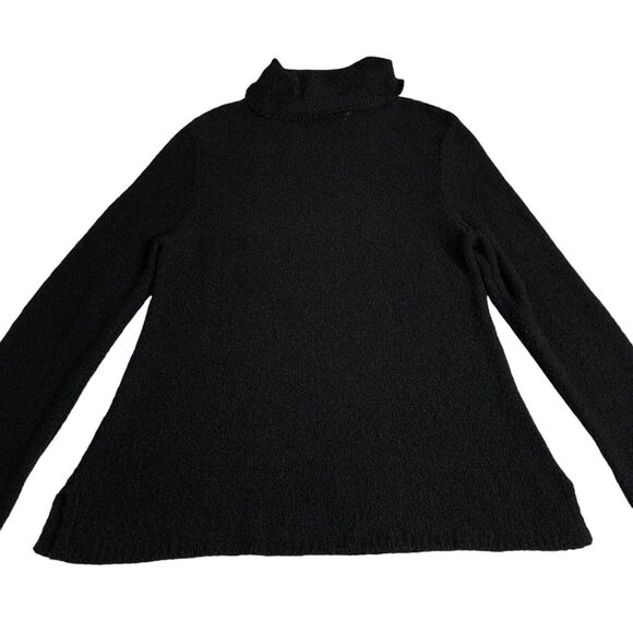 Chicos Sweater Womens 2 Large Black Wool Blend Turtleneck Chunky Plush Boucle - Picture 10 of 16